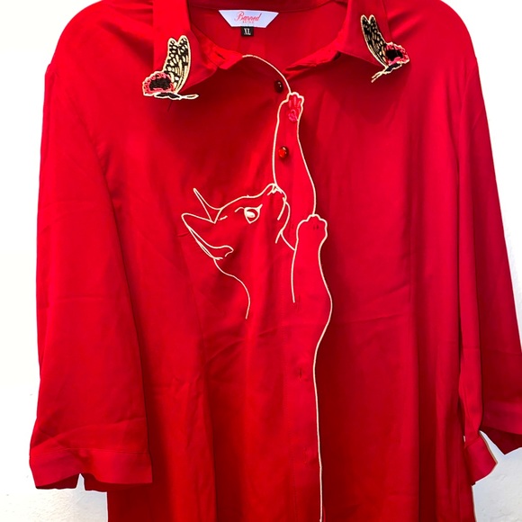 Banned Retro Tops - Dancing Days Snow Bird Cat Butterfly Retro Vintage 50's Shirt